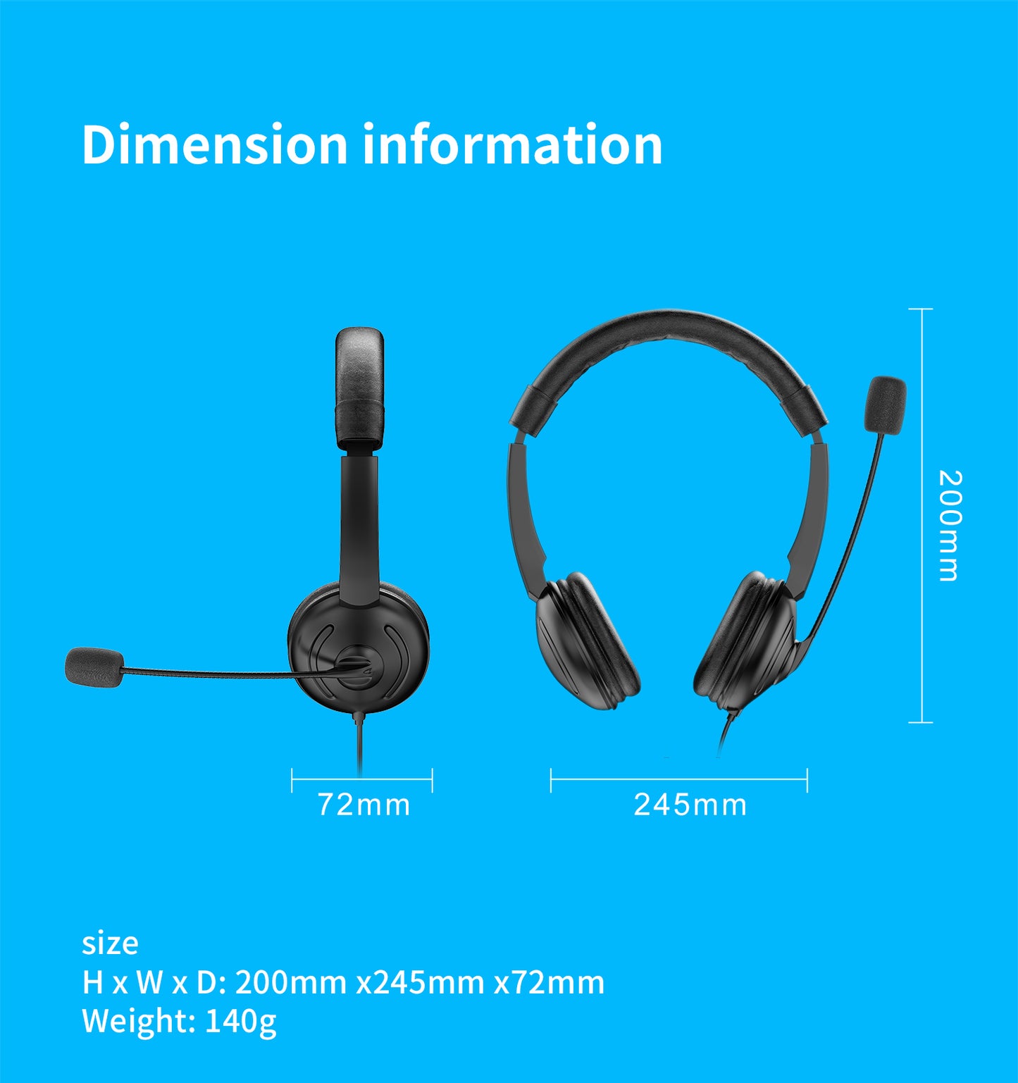 Sunsonics USB Headset with Mic for PC, On-Ear Computer Laptop Headphones with Noise Cancelling Microphone in-line Control for Home Office Online Class Skype Zoom (USB+3.5mm, Black