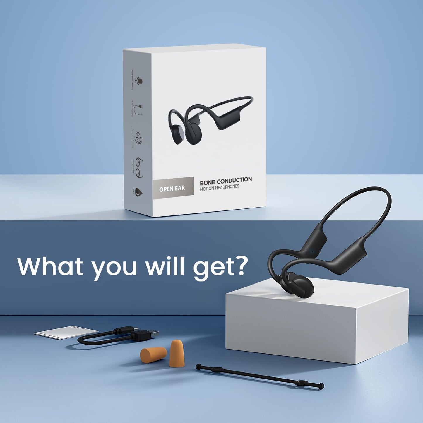 Sunsonics Open Ear Headphones-Bone Conduction Headphones,IPX5 Sport Earphones for Workout,8Hrs Playtime Open Ear Earbuds Bluetooth 5.3 Wireless Headphones