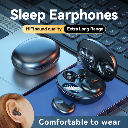 Sleep Headphones with Ultra-Thin Invisible Design, Wireless 5.3, Noise Reduction, HiFi Sound, Waterproof, and Digital Power Display for Comfortable All-Night Wear