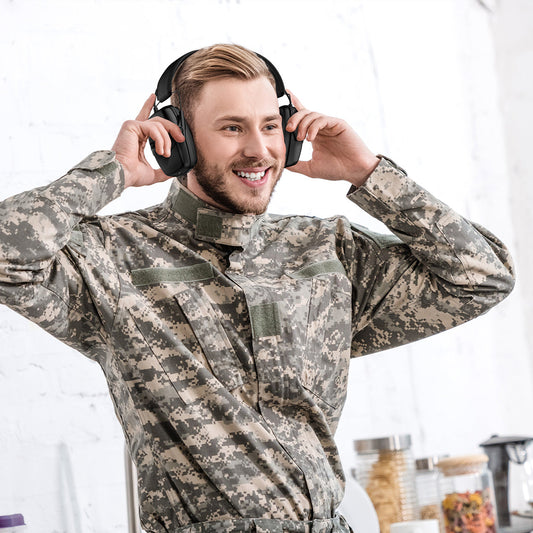 Electronic Shooting Ear Protection with Sound Amplification, Slim Active Noise Reduction Earmuffs for Gun Range（Dry cell batteries）