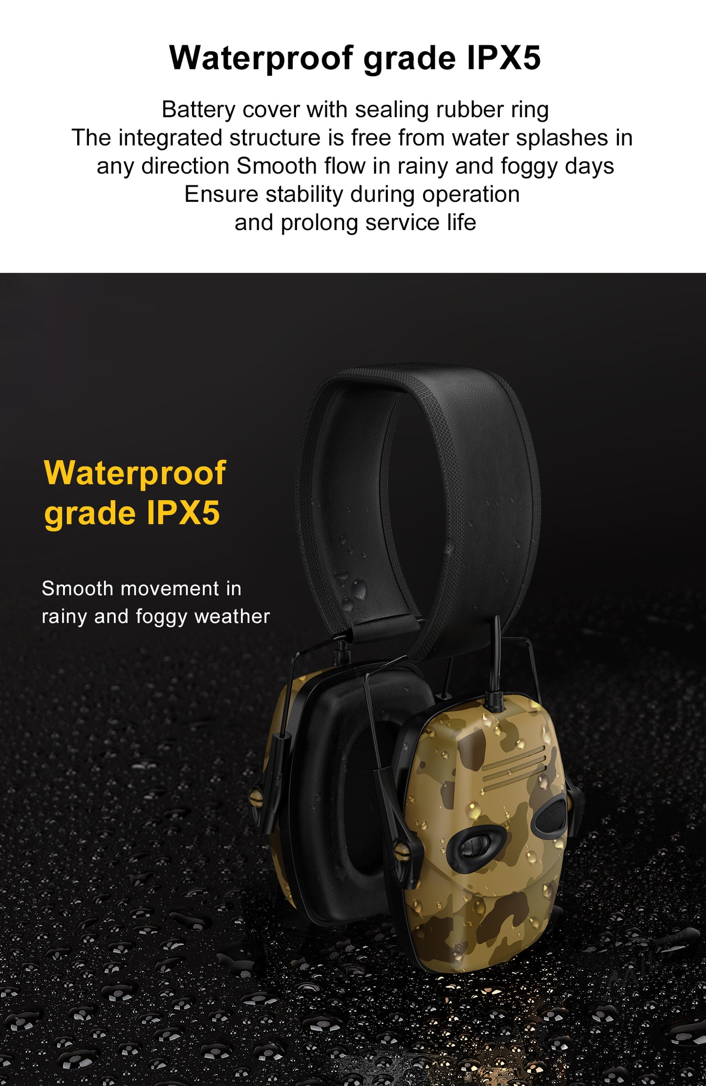 Hearing Protection for Shooters, Military Bluetooth Headset - Foldable & Waterproof Noise Cancelling Ear Protection for Gun Range | 360° Environmental Awareness & Shooting Ear Protection