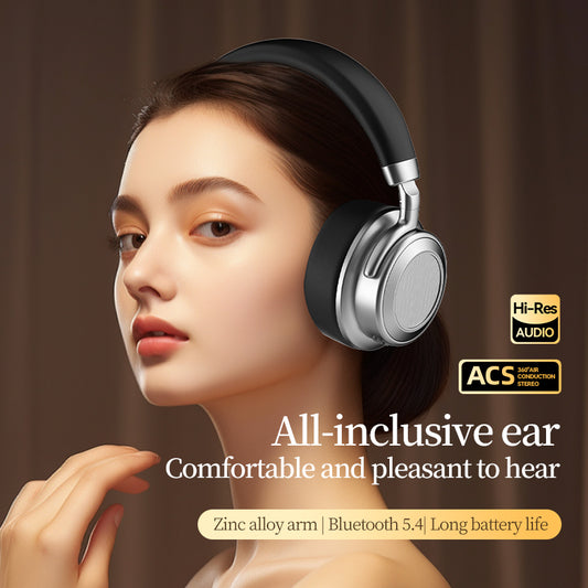 Over-Ear Bluetooth 5.4 Noise Cancelling Headphones With Zinc Alloy Arms, 38 Hours Playback, Hifi Sound Quality,  Microphone For Call, Foldable And Comfortable, Android And Ios Compatible,Trendy Over Ear Bluetooth Headphones