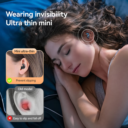 Sleep Headphones with Ultra-Thin Invisible Design, Wireless 5.3, Noise Reduction, HiFi Sound, Waterproof, and Digital Power Display for Comfortable All-Night Wear