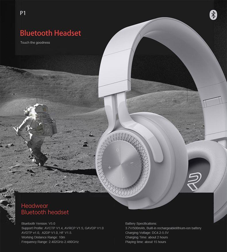 Wireless Over-Ear Headphones with Pure Bass Sound, Bluetooth 5.0,Lightweight, Comfortable and Foldable Design, Equipped with 3.5mm Audio Cable