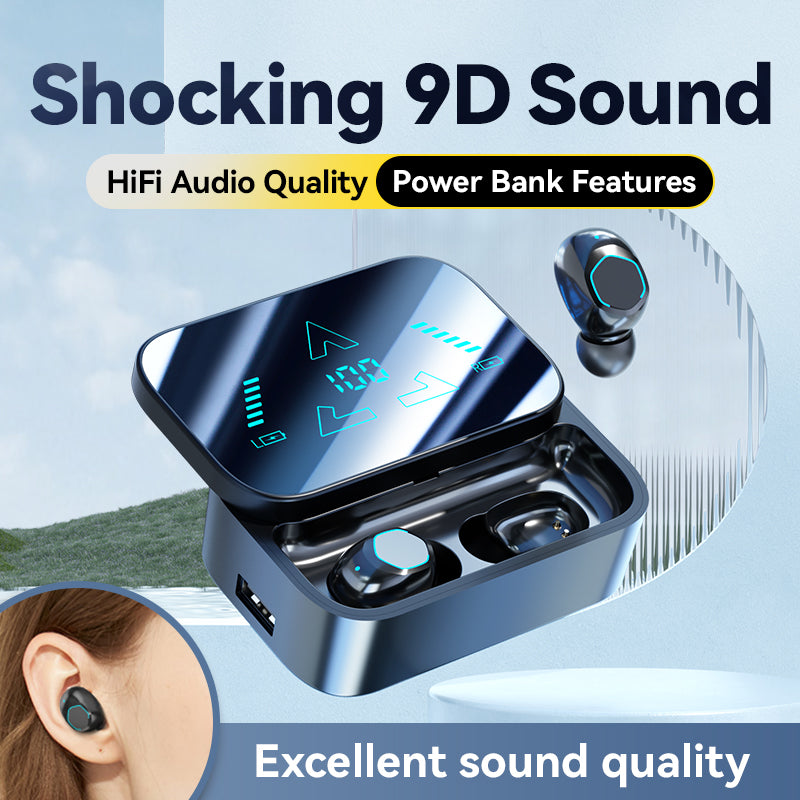 Open Ear Earbuds with HiFi Audio, Waterproof ENC Noise Reduction, Ultra Long Range, Power Bank Charging, and Ear Clip Design for Wireless Bluetooth Convenience