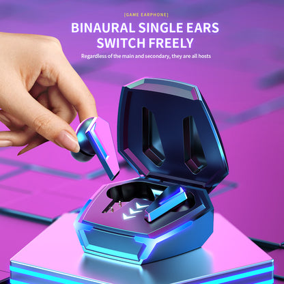 Wireless Earbuds with Colorful Mood Lights, Bluetooth 5.2, HD Calling, Dual-Mode Switching for Gaming & Music, Wireless Charging Headphones,Free Switching Between Single Ear and Double Ear