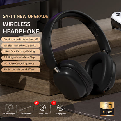 Sunsonics Bluetooth 5.3 Headset with Long Battery Life, Powerful Bass, and Foldable Design