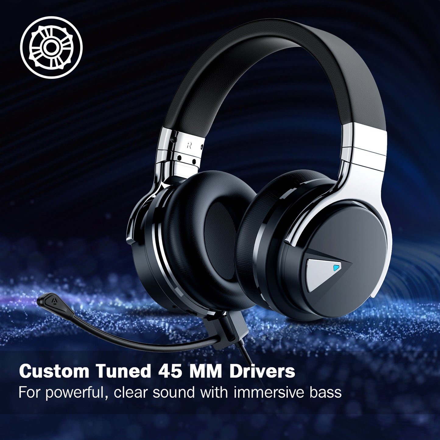 Sunsonics Active Noise Cancelling Bluetooth Headphones with Microphone Deep Bass Wireless Comfortable Protein Earpads, 30 Hours Playtime