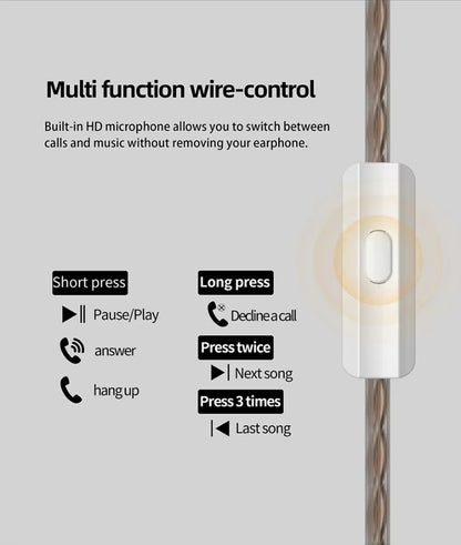 Sunsonics Metal Dynamic Earphones 3.5mm Detachable Cable Gaming Sports Headphones in Ear Wired Monitor Headset