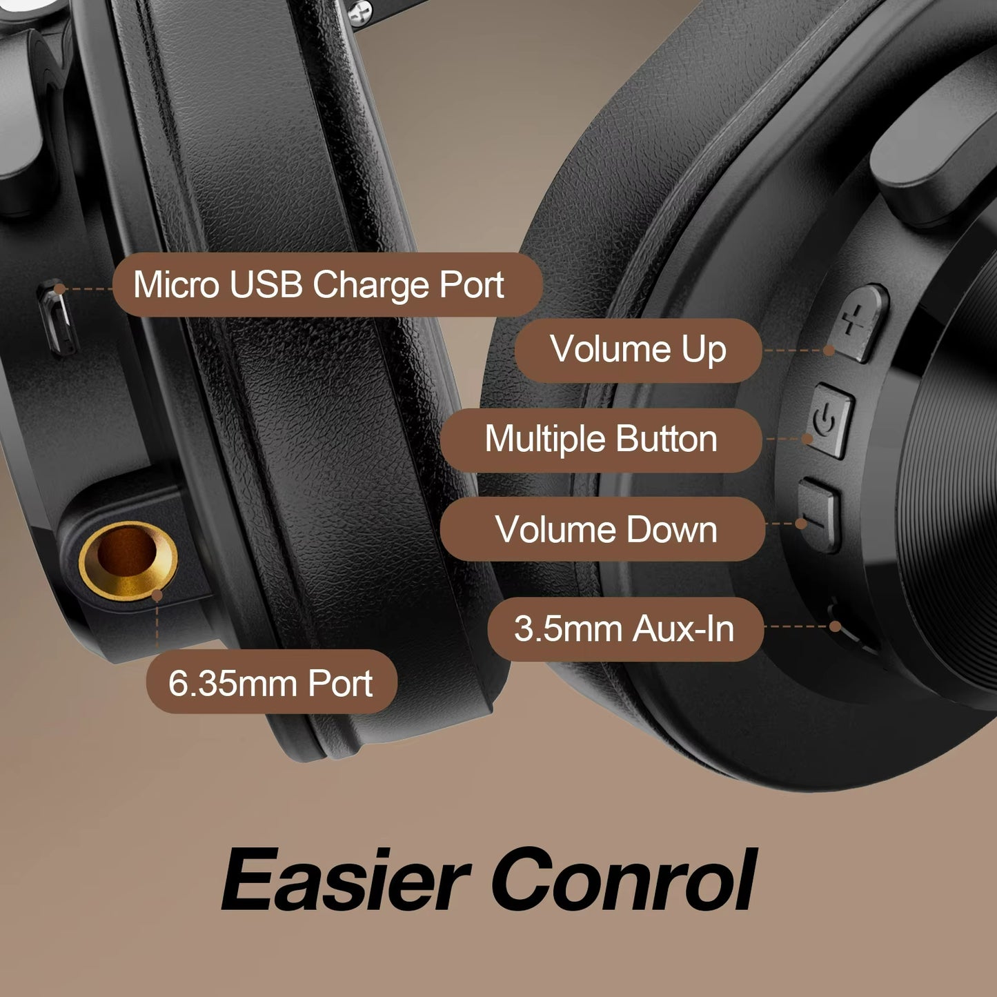 Sunsonics Wireless Over Ear Hi-Fi Studio Headphone 40mm Driver 650mah Battery With 3.5mm/6.35mm Audio Cable