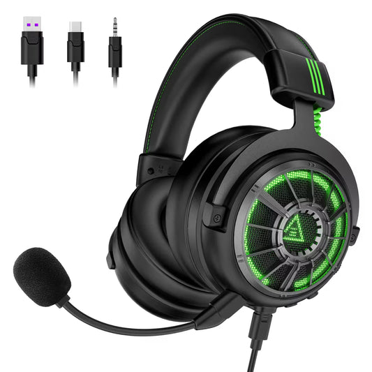 Sunsonics High End Wired 7.1 AI ENC Gaming Headset with LED Light for Gamer on Mobile, PC, Xbox, PS4/PS5