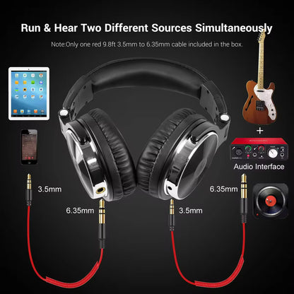 Sunsonics Over Ear Wired HiFi Professional Studios DJ Headphones Gaming Headset With Microphone