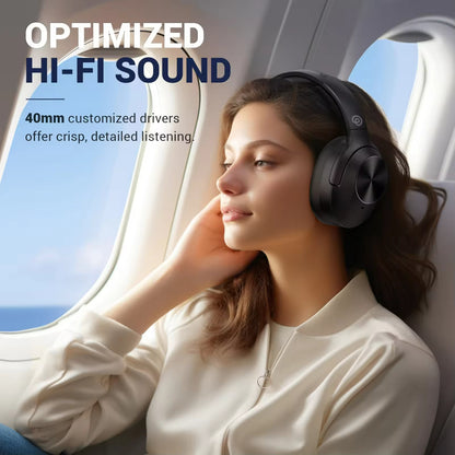 Sunsonics High-quality Hybrid Noise Cancelling Headphones Wireless Headset Playtime 30H BT 5.4 Over-ear Headphones with Deep Bass