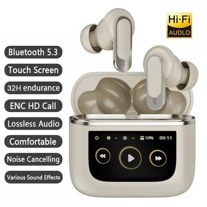 Sunsonics Tws Smart Lcd Touch Screen Anc Enc Audifonos Auriculares Hifi Wireless Bluetooth Earbud In-Ear Earphone Headphones