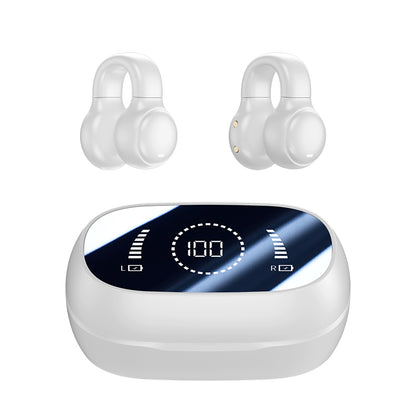 Open Ear Earbuds with Wireless 5.3, Clip-On Design, Ear Hooks for Sports Comfort, Power Display Screen, Long Battery Life, and Privacy-Focused Directional Sound