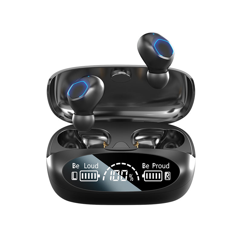 Wireless Earbuds with HiFi Sound, Noise Cancelling Call Technology, Mirror Screen Real-Time Battery Display, and Single Earbud Power Indicator