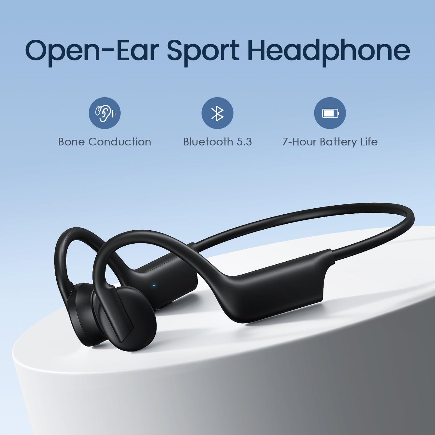 Open Ear Headphones-Bone Conduction Headphones,IPX5 Sport Earphones for Workout，8Hrs Playtime Open Ear Earbuds Bluetooth 5.3 Wireless Headphones