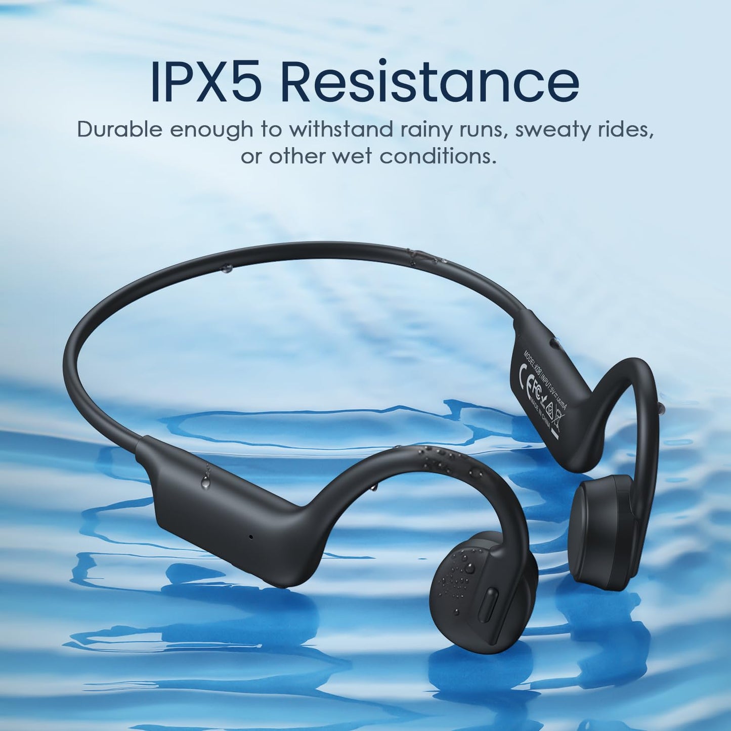 Open Ear Headphones-Bone Conduction Headphones,IPX5 Sport Earphones for Workout，8Hrs Playtime Open Ear Earbuds Bluetooth 5.3 Wireless Headphones