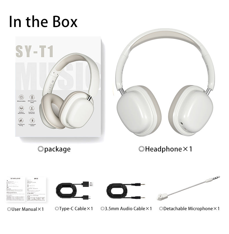 Sunsonics Bluetooth 5.3 Headset with Long Battery Life, Powerful Bass, and Foldable Design